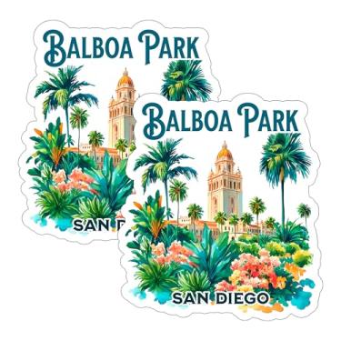Imagem de Adesivo Balboa Park San Diego Califórnia 10 cm Pacote com 2 - Decalque de vinil à prova d'água para laptop, garrafa de água, copo de carro - Adesivos duráveis estéticos de longa duração para adultos