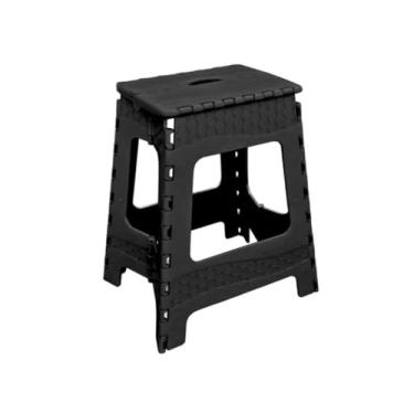 Imagem de Banqueta Dobrável Colorida Grande e Pequena100kg Pesca, Camping, praia, piquenique(GRANDE PRETA)