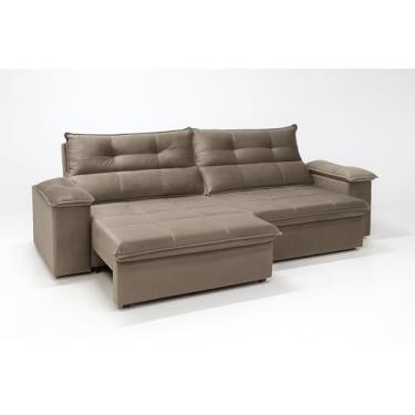 Imagem de Sofá Aconchegante 3 Lugares Reclinável e Retrátil Bel Veludo LIMOV (Capuccino, 2,00m)