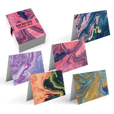 Imagem de Pacote com 100 cartões para todas as ocasiões, vários cartões em branco, 10,16 x 15,24 cm, 5 designs de arte abstratos, em branco, da Better Office Products, com envelopes, pacote com 100
