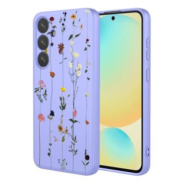 Imagem de KOARWVC Capa de telefone para Galaxy S24 FE, capa para Samsung S24 FE SM-S721U1 linda estampa de flores design fino protetor macio TPU bumper capa de telefone para Samsung Galaxy S24 FE roxo jardim