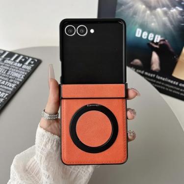 Imagem de Capa magnética para Galaxy Z Flip6 com suporte de anel de 360 graus e proteção de dobradiça (para Galaxy Z Flip6/laranja)