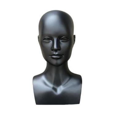 Imagem de predolo Cabeça de manequim masculino, suporte profissional para peruca, boné, suporte para exibição de tiaras, cachecóis, óculos, joias, uso pessoal, Preto Fosco
