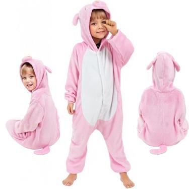 Imagem de Breevo Fantasia de porco infantil para meninas Halloween 18M-8 anos, rosa, 3T-4T