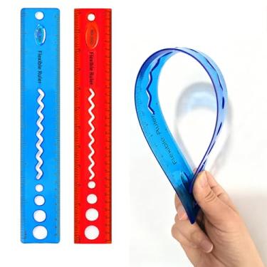 Imagem de Régua flexível de 2 peças, régua de plástico transparente dobrável de 30 cm, réguas planas inquebráveis para escola, sala de aula, material de escritório