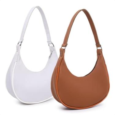 Imagem de Bolsa Baguete Feminina Pequena e Elegante – Design Leve e Moderno, Ideal para Festas, Noite e Uso Diário (branco caramelo)