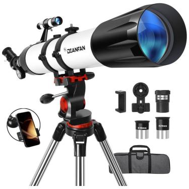 Imagem de Telescópio, Telescópios de Apertura de 90 mm de 800 mm para astronomia de adultos, telescópio portátil de reflexão