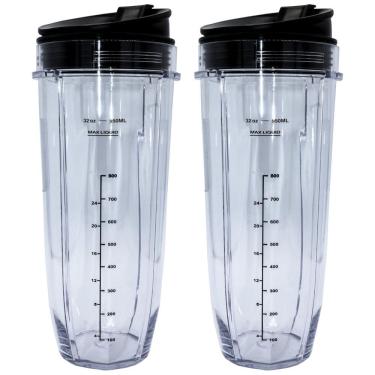 Imagem de Kit de Copos 946 mL para Liquidificador Compatível com Modelos Nutri Ninja Auto iQ, BLENDIN 8541989294, Preto