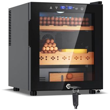 Imagem de Umidor para Charutos Tylza 50 Litros: Controle de Umidade e Temperatura, Cedro Espanhol, Bloqueio de Segurança, Capacidade para 360 Unidades