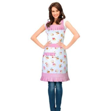 Imagem de Avental de Cozinha Vizapi 70X75Cm Rodado Cupcake Multicolorido Com Bol
