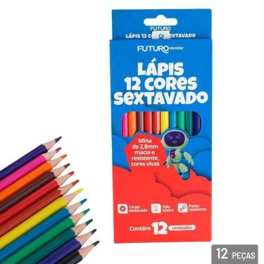 Imagem de Lápis de COR 12 Cores Sextavado - Tudo em Caixa