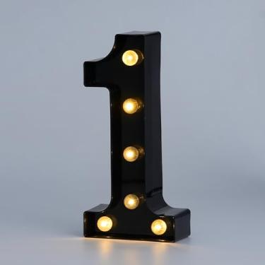 Imagem de Letras numéricas decorativas com luzes de LED, letreiro de plástico preto, sinal de luzes de aniversário, festa de aniversário, decoração de casamento (1)