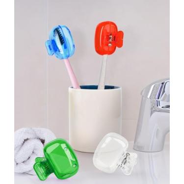 Imagem de Capa de cabeça de escova de dentes, clipe organizador de escova de dentes de viagem, estojo de escova de dentes portátil, 4 peças