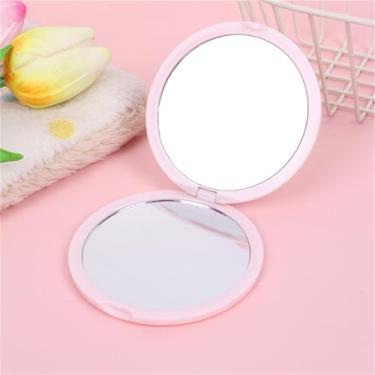 Imagem de Espelho compacto de viagem, espelho de maquiagem portátil, espelho de bolso bilateral, espelho pequeno de 7,6 cm para bolsa, bolsa, presente, rosa