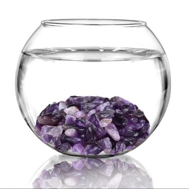 Imagem de Pacote com 2 pedras decorativas de ametista natural, pedras polidas de cascalho de cristal para aquário e equilíbrio de energia