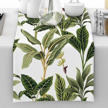 Imagem de Caminho de mesa estilo plantas tropicais de verão decoração de mesa de jantar para festa em casa 33 x 182 centímetros