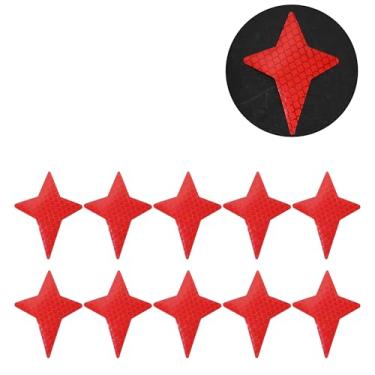 Imagem de Generic Adesivo refletivo de para-choque vermelho com quatro pontas estrela losango grade refletiva para carro decoração personalizada corpo do veículo ou porta ou janela
