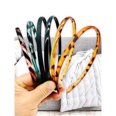 Imagem de 6 faixas de cabeça skinny, faixa de cabeça de plástico simples com pente de dentes, faixas finas para mulheres antiderrapantes, para cabelo feminino skinny, moda feminina, acessórios de cabelo