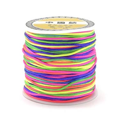 Imagem de 1 rolo de fio de nylon de 1 mm, cordão de cetim de rabo de rato, material para fazer você mesmo, cordão de nylon para colar, pulseira, joias, artesanato feito à mão, 70 m)/rolo (colorido)