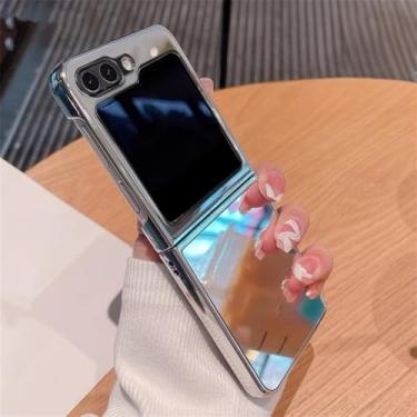 Imagem de Capa espelhada para Samsung Galaxy Z Flip 5 4 3 5G Capas revestidas para Samsung ZFlip 5 Z Flip5 Capa ultrafina para PC, prata, para Samsung Z Flip 4