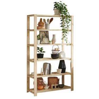 Imagem de Prateleira 6 Andares Madeira Pinus Maciça – Estante Multiuso Sala, Cozinha, Escritório e Sapateira 170x80