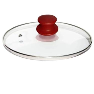 Imagem de TAMPA DE VIDRO TEMPERADO AVULSA 10 12 14 16 18 20 22 24 26 28 30CM -PARA JOGO DE PANELA E FRIGIDEIRA- VERMELHO(30 cm)