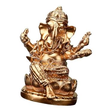Imagem de Generic Estátua do Senhor Ganesha, Estatueta de Ganesha, Obra de Arte, Artesanato, Colecionável, Ornamento, Escultura Religiosa de Buda para Escritório e Sala, Dourado 4.7x4.2x6cm