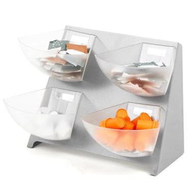 Imagem de DoubleFill Organizador de acessórios de café de 38 x 25 x 26 cm com 4 compartimentos removíveis, organizador de condimentos, pacote de condimentos, suporte de açúcar para bar, bancada, sala de