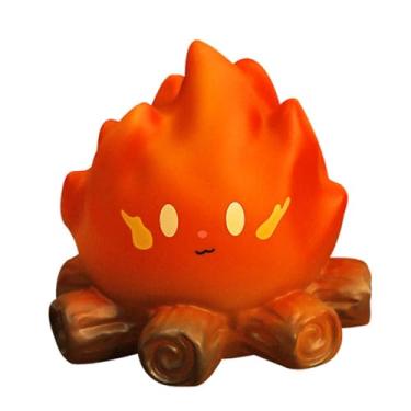 Imagem de Baoblaze Luz noturna de fogueira com chamas, desenho animado, luminária de cabeceira criativa, abajur de mesa para sala de estar, escritório, quarto, berçário