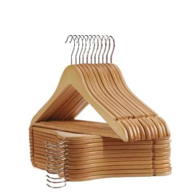 Imagem de Kit 10/20 Cabides de Madeira com ou sem Presilhas - Cabides para Roupas e Calças(10 CABIDES MADEIRA)