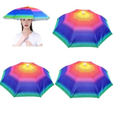 Imagem de Pacote com 3 chapéus de guarda-chuva Rainbow, 65 cm de diâmetro, imper