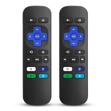 Imagem de (Pacote com 2) Controle remoto universal – Compatível com dispositivos Roku (Express, Player, Premiere, modelos 1 2 3 4 HD LT XS XD) – Não é compatível com Roku Stick ou Roku TVs