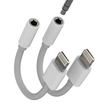 Imagem de Kefiany Adaptador Lightning para conector de fone de ouvido de 3,5 mm (pacote com 2) para iPhone 14 13 Pro AUX, cabo de áudio, certificado MFI, conector de fone de ouvido para iPad, dongle, fone de