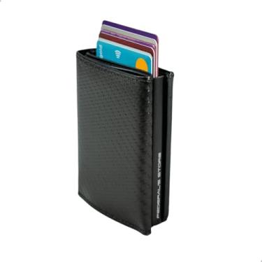 Imagem de Carteira Masculina Proteção RFID Porta Cartões Slim do Futuro CNH Notas ML03 Exclusivo Federal's Store (Preta Fibra de Carbono)