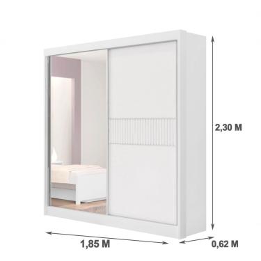 Imagem de Guarda Roupa Casal Athenas 2 Portas Ripado 3 Gavetas Com Espelho Com Pés - D' Doro Branco/ripado