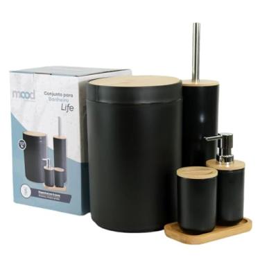Imagem de Kit para Banheiro Bamboo com 5 Peças - Preto