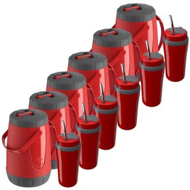 Imagem de Kit Tereré com 6 Garrafas Térmica Jarra Pavia + 6 Copos Térmico 650ML 