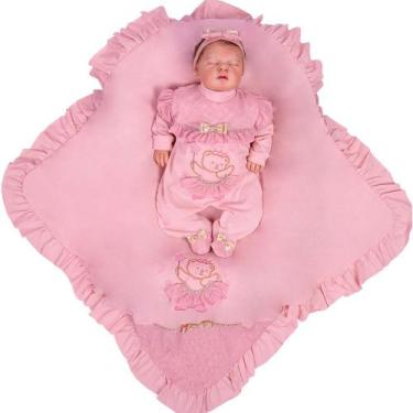 Imagem de Saída de Maternidade Menina Ursinha Ballet Rosê 03 Peças - Amora Baby 