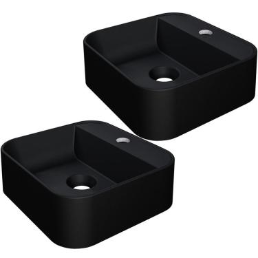 Imagem de Kit 02 Cubas De Apoio Quadrada Lavabo C01 Qa31w Preto Matte Fosca - Lyam