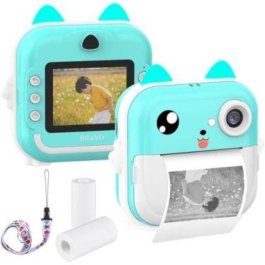 Imagem de Câmera Digital Infantil com Impressão Instantânea – 12 MP, Vídeo Full HD, Zoom 5x, Jogos, Presente Criativo (Azul)