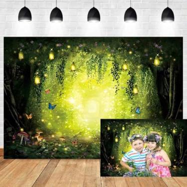Imagem de 3 x 2,4 m Conto de Fadas Floresta País das Maravilhas Pano de Fundo para Fotografia Primavera Encantada Floresta Borboleta Cogumelo Floresta Jardim Fundo para Foto de Chá de Bebê Recém-nascido