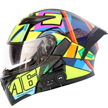 Imagem de Capacete De Moto Modular Capacete De Motocicleta Bluetooth Front Up Full Face Flip Up Capacete Capacete De Motocicleta Capacete Modular Para Motocicleta Scooter Ciclomotor Ece Dot, E, M(55~56CM)