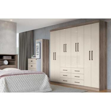 Imagem de Guarda Roupa 8 Portas E 6 Gavetas Liverpool Castanha-Off White - Santos Andirá