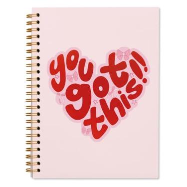 Imagem de WXHUM Caderno espiral rosa preppy para mulheres, adolescentes, meninas, material escolar, cadernos de diário para trabalho, escola, anotações, reuniões, faculdade, 13 x 21 cm