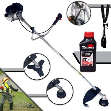 Imagem de Roçadeira Robusta À Gasolina Toyama RT43LB25A 43cc 1,7HP de Potência 2 Tempos Alta Rotação Completa Com Carretel Nylon + Faca 3 Pontas + ÓLEO TOYAMA