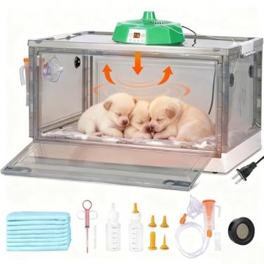 Imagem de MUDUOBAN Incubadora de filhotes, incubadora de filhotes com ventilador de aquecimento, ventilação, circulação e oxigenador, incubadora para filhotes, gatinhos com tapete de cama para animais de