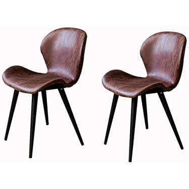 Imagem de Cadeira de jantar, cadeiras de recepção de escritório, conjunto de cadeiras de jantar modernas, conjunto de 2 cadeiras de cozinha estofadas de tecido, cadeiras laterais com pernas de metal preto,