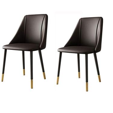 Imagem de Cadeira de jantar, cozinha, sala de jantar, móveis, cadeiras de jantar, cadeiras de jantar de couro PU à prova d'água, cadeira de jantar com pernas e encosto de metal, cozinha, sala de estar