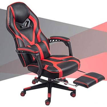 Imagem de Cadeira de escritório para jogos, cadeira de computador, cadeira de jogos ajustável em altura, cadeira de escritório com encosto alto, cadeira ergonômica para computador com apoio de cabeça, cadeira