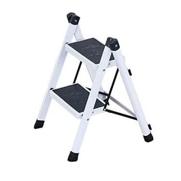 Imagem de Escadas dobráveis escadas pequenas escada de 2 degraus escada dobrável de um lado com pedal largo antiderrapante e suportes de reforço escada de metal resistente (cor: Escada K) (Escada H)